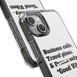 Business Calls & Travel Plans Magnetic Clear Impact Cases In White