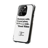 Business Calls & Travel Plans Magnetic Clear Impact Cases In White