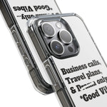 Business Calls & Travel Plans Magnetic Clear Impact Cases In White