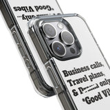 Business Calls & Travel Plans Magnetic Clear Impact Cases In White