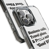 Business Calls & Travel Plans Magnetic Clear Impact Cases In White
