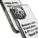 Business Calls & Travel Plans Magnetic Clear Impact Cases In White