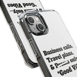 Business Calls & Travel Plans Magnetic Clear Impact Cases In White