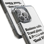 Business Calls & Travel Plans Magnetic Clear Impact Cases In White