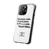Business Calls & Travel Plans Magnetic Clear Impact Cases In White