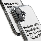 Business Calls & Travel Plans Magnetic Clear Impact Cases In White
