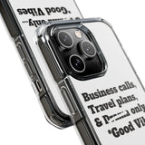 Business Calls & Travel Plans Magnetic Clear Impact Cases In White